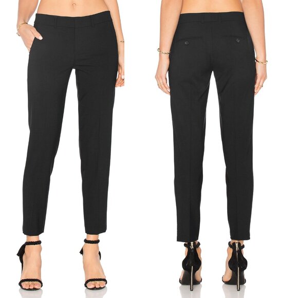 Vince. Classic Black Side Strapping Trouser Pants Size 8 Wool Blend Pockets $265 - Picture 1 of 15